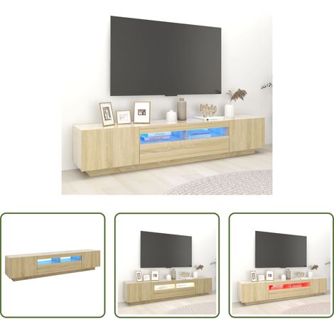 LED-Leuchten - TV-Schrank mit LED-Leuchten Sonoma-Eiche 200x35x40 cm (1/5)