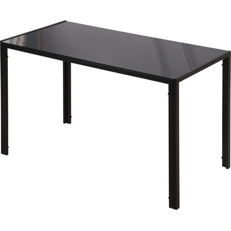 Led Esstisch Küchentisch Für 4 Personen Hartglas Metall Schwarz 120X60X75Cm