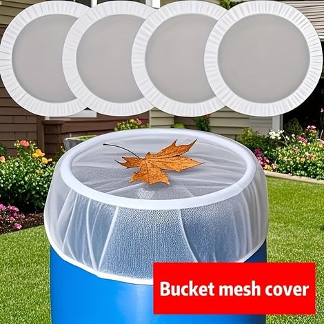 5 Pièces Couvercles en Maille Polyester pour Récupérateur d’Eau de Pluie 60–80 cm – Filet Blanc Anti-Moustiques et Anti-Feuilles, Protection pour Tonneau et Seau de Jardin (1/5)