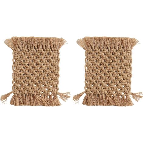 Lot de 2 dessous de plat en coton crocheté, colorés et résistants à la chaleur, tissés à la main, pour plats chauds, ustensile de cuisine kaki (1/5)