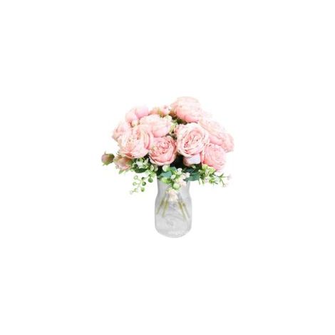 4 Bouquets de Pivoines Artificielles Rose Pâle - Décoration Florale Artificielle, Composition pour Table et Centre de Table (1/5)
