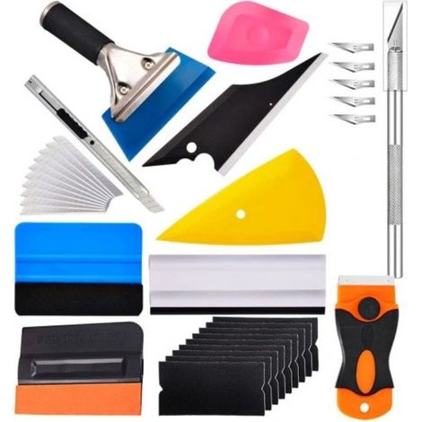 Kit Covering Outils de Film de Voiture 35 Pièces, Covering Outils Teinté pour Fenêtre de Voiture avec Multi Raclette, Cutter et 10 Lames de Rechange (1/5)