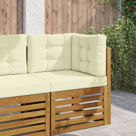 Sofakissen für draußen 3 pcs Creme Polyester (1/5)