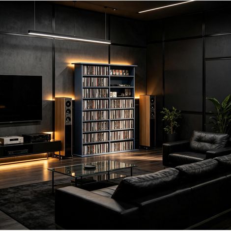 Mueble para CD/DVD de 16 compartimentos, 12 estantes regulables, gris DESVIAE (1/5)