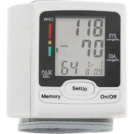 Sonderangebot – Automatisches Handgelenk-Blutdruckmessgerät mit Sphygmomanometer, LCD-Digitalanzeige, für den Heim- und medizinischen Gebrauch, zur Pulsmessung (1/4)