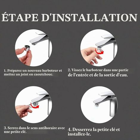 Clé à Barboteuse pour Robinet et Aérateur, Outil pour l'Ajustement du Débit d'Eau, Buse Mélangeuse et Clé de Montage (1/4)