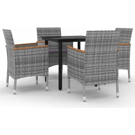 Maison Exclusive - Set da Pranzo per Giardino 5 pz con Cuscini Polyrattan e Vetro (1/5)
