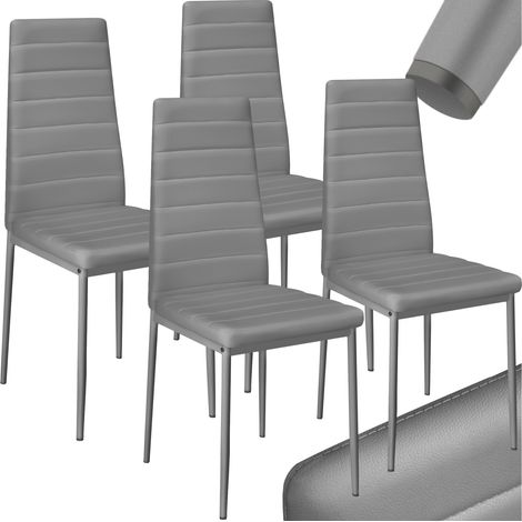 Ensemble 4 chaises salle à manger revêtement cuir synthétique gris