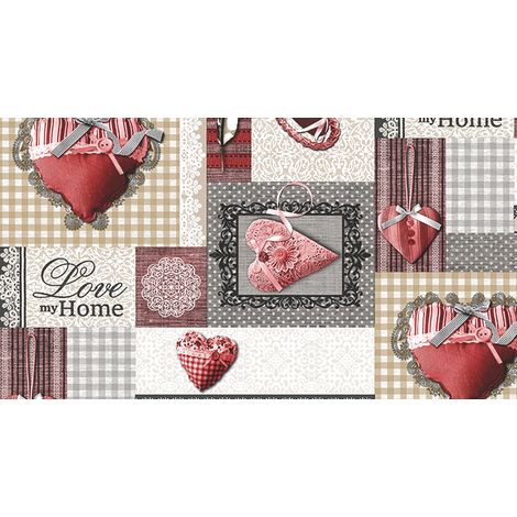 TOVAGLIATO IN PVC FANTASTIK CUORI 1056-3 Rotolo cm.140 (H) x 20 mt (L)