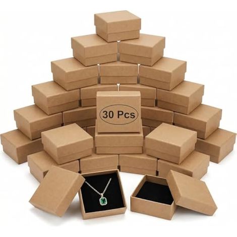 30 pièces boîtes à bijoux, 8x5x3cm boite cadeau en carton avec couvercles, pour présenter colliers, bagues et boucles d'oreilles (1/5)