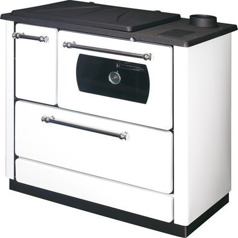 Stufa cucina riscaldamento a legna con forno struttura in acciaio 9,06 kW Popular - Beige (1/6)