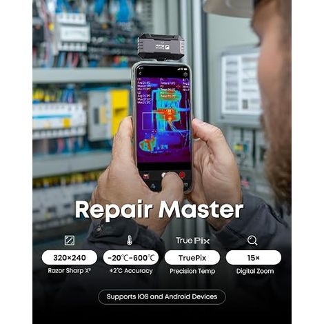 Caméra thermique pour 15/16 et Android P1 Caméra thermique infrarouge Résolution IR 320 x 240, -20 ℃ à 600 ℃, Inspection domestique Zoom (1/4)