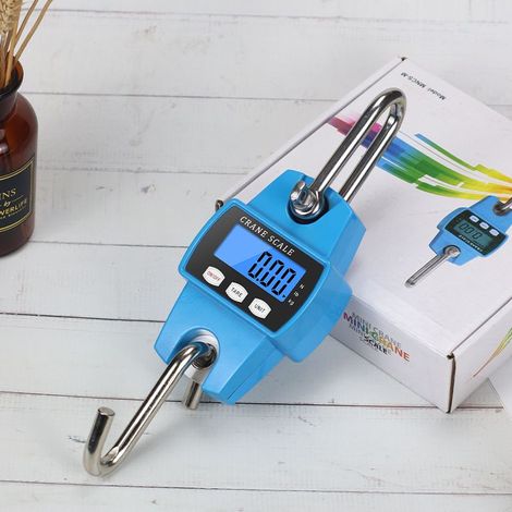 Balance électronique robuste à crochet avec écran LCD pour grue, balance portable 300 kg (bleue, 1 pièce)-AquaForge