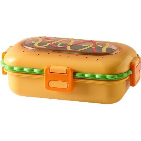 Boîte repas en acier inoxydable 18x10x6 cm avec couverts inox, compartiments pour fruits et repas, idéale pour la rentrée scolaire (1/4)