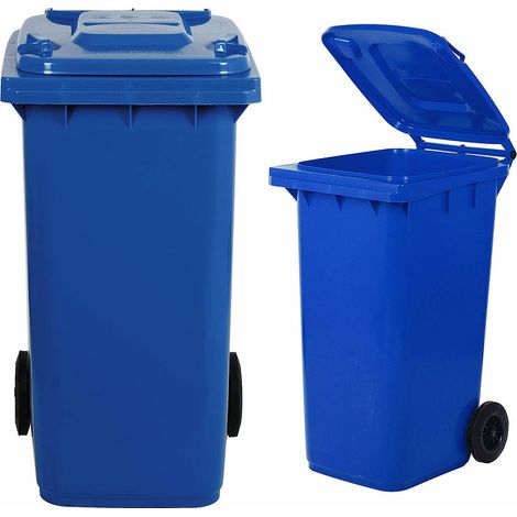 Bidone carrellato per raccolta differenziata 240 litri - Blu - Mobil Plastic