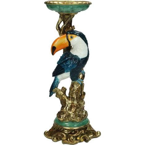 Bougeoir Chandelier Toucan Multicolore Décoration Intérieur et Extérieur 10 x 30 cm - PANGIVO (1/5)