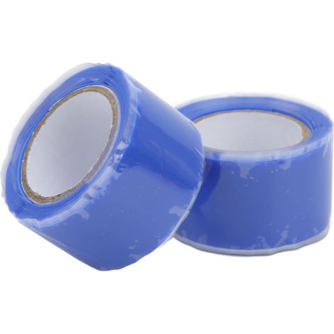 Lot de 2 rubans adhésifs isolants en silicone auto-adhésifs et étanches pour la réparation de tuyaux d'eau (bleu). (1/5)