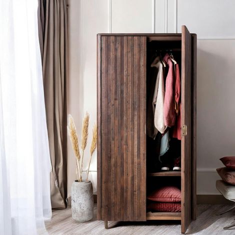 Armoire penderie bois recyclé brun QUEENSTOWN (1/5)