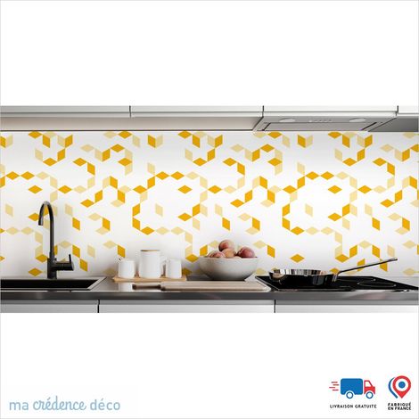 Crédence : Cubes et couleurs 1 - Couleur Jaune Colza - Alu composite - 120 - 60 (1/3)