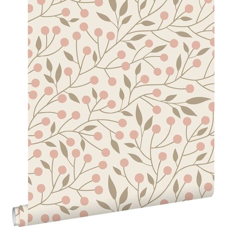 papier peint fleurs blanc et rose - ESTAhome (1/5)