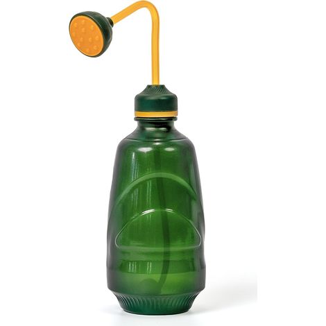 Kleine Gießkanne 450 ml, Gießkanne für Zimmerpflanzen mit langem Ausguss, Kunststoffgießkanne für Sämlinge und ölliebende Pflanzen, braun/grün (1/3)