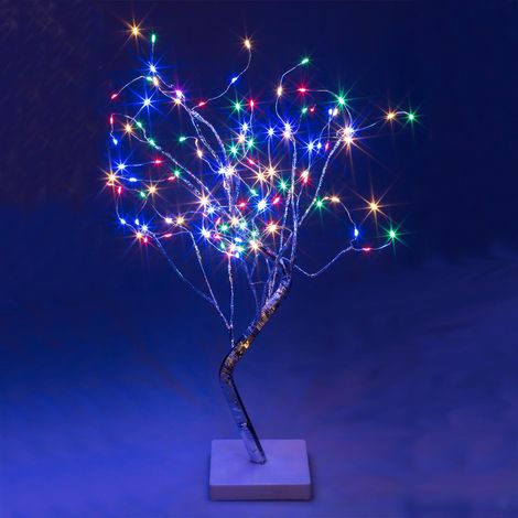 LED Lichterbaum Batterie mit Timer 108 farbige bunte LEDs Tisch Leuchtbaum (1/4)