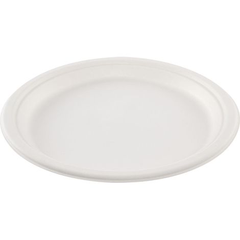 Assiette ronde blanche en canne à sucre SANS PFAS - 800 unités - Betik
