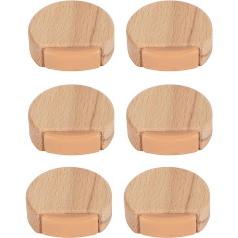 Filiyano-Lot de 6 butées de porte en bois anti-collision, antichoc et rondes, antidérapantes et auto-adhésives, 4,5 x 4,2 x 1,6 cm, marron (45 x 42 x (1/5)