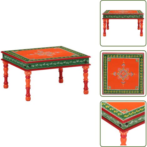 Table basse orange bois de manguier massif peint à la main - Table Basse - Table D'appoint - Mobilier Salon - Design Manuel - Bois De Manguier (1/5)
