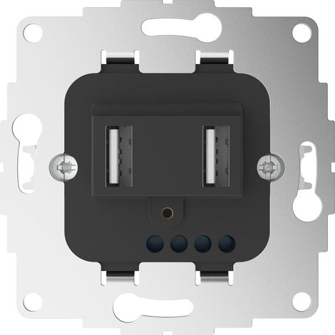 Prise encastrable InCharge PRO SI - Chargeur rapide - Prise murale double USB - Compatible avec les buissons et les petits SII - 250 V 16 A avec USB-A et USB-C 15 W/3 A - Anthracite (1/5)