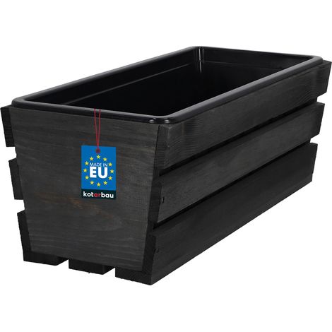 KOTARBAU® Jardiniere Extérieur - Bac à Fleurs - avec Insert Plastique - Jardiniere Rectangulaire - 40x18x15 cm - pour Terrasse - Jardin - Décoration Extérieure - Anthracite (1/4)