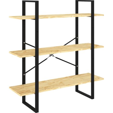 Bibliothèque à 3 niveaux，Armoire à Livres 100x30x105 cm Bois de pin massif CFW2332017 (1/5)