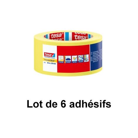 Adhésif de masquage de précision, 50 mm x 50 m - tesa® 4334 - Lot de 6 adhésifs
