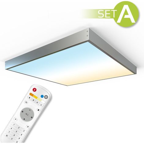 CCT LED Panel 62x62cm Aufbauset 36W 3000K-6000K inkl. Fernbedienung und Aufbaurahmen (1/4)