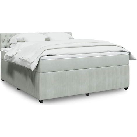 Boxspringbett mit Matratze Hellgrau 180x200 cm Samt
