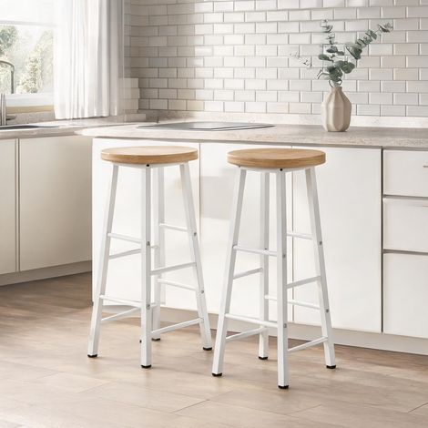 Tabouret de bar industriel en MDF et métal set de 2 assise 30 cm (1/5)