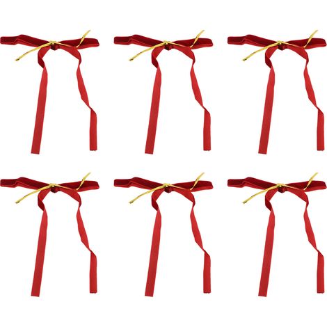 24 nœuds en velours décoratifs pour couronne de Noël, guirlande, mariage, décoration de sapin, rouge bordeaux (1/5)