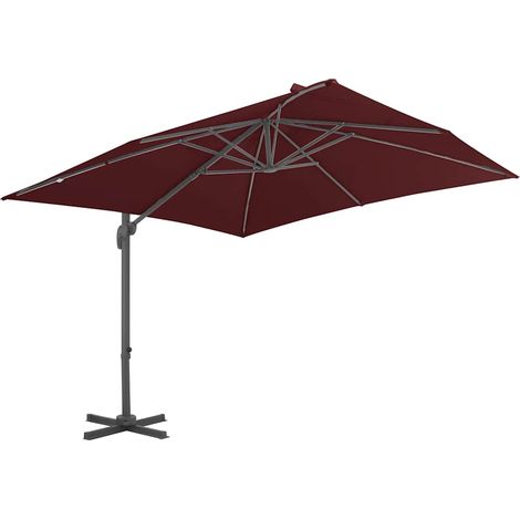 Ombrellone Parasole a Sbalzo con Palo in Alluminio 400x300 cm Bordeaux (1/5)