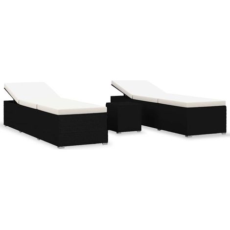 Maison Exclusive - 3-tlg. Garten-Sonnenliegen mit Teetisch Poly R (1/5)