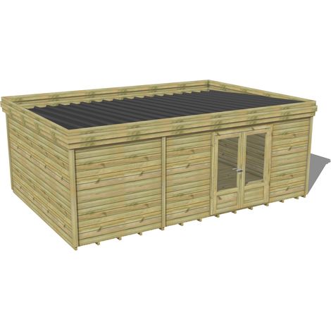 ABRI DE JARDIN bois traité 27mm, 6,9x4,3m, 30m2, Plancher