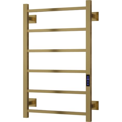 Reina Velino Electric Heated Towel Rail 800mm H x 500mm W - Brushed Brass