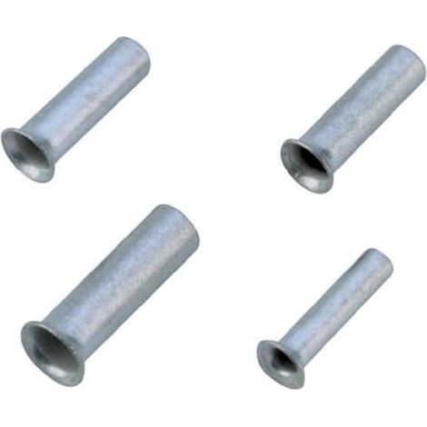 Embouts Non Isolés - Section 4 mm² - Longueur 10 mm - Pour Câbles Multibrins - Lot de 100 Pièces