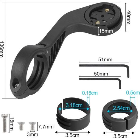 Fahrradhalterungsverlängerung kompatibel mit Garmin Edge 530, 540, 520, 510, 500, 200, 130, 25, 20, 840, 830, 820, 810, 800, 1000, 1030, 1040 Plus und Explore 2. Lenkerhalterung und Vorbauhalterung fü (1/5)