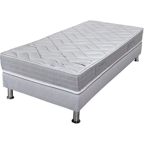 Matelas mousse + Sommier Gris clair 90x190 Maryland - Hauteur 20 cm - Soutien ferme (1/5)