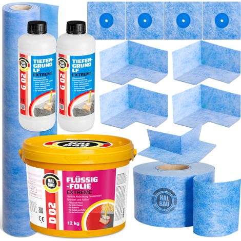 HALBAU Dichtset für Duschabdichtung Bad Abdichtung Dichtband Flüssigfolie 12kg H322 (1/5)