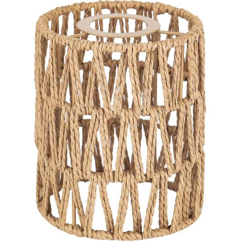 Pantalla de techo de ratán de 15 cm de alto, estilo bohemio, para lámpara colgante o de pie E27 E26. (1/5)