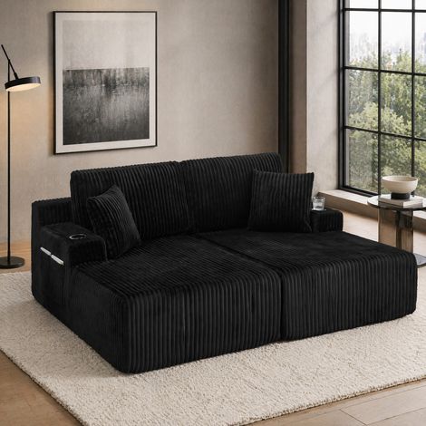 Sofá cama 2 plazas relax de pana con bolsillo OKMYHOME (1/5)