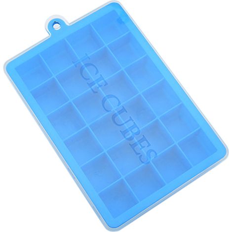 Moule à glaçons en silicone avec couvercle carré, sans BPA, démoulage facile, idéal pour les jus, les aliments pour bébé et le chocolat. 24 alvéoles, Sky BL (1/5)