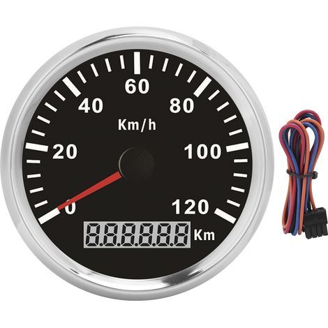 Compteur de vitesse automobile 3-3/8in 0-120km/h avec signal GPS impulsionnel 9-32VDC pour bateau yacht moto (1/5)