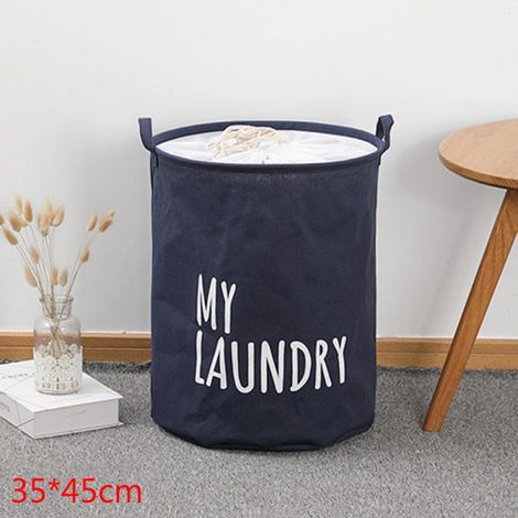 Panier de rangement, 35 x 45 cm, couleur bleue, imperméable, pliable, pour la maison, la chambre ou la buanderie.-AquaForge (1/5)